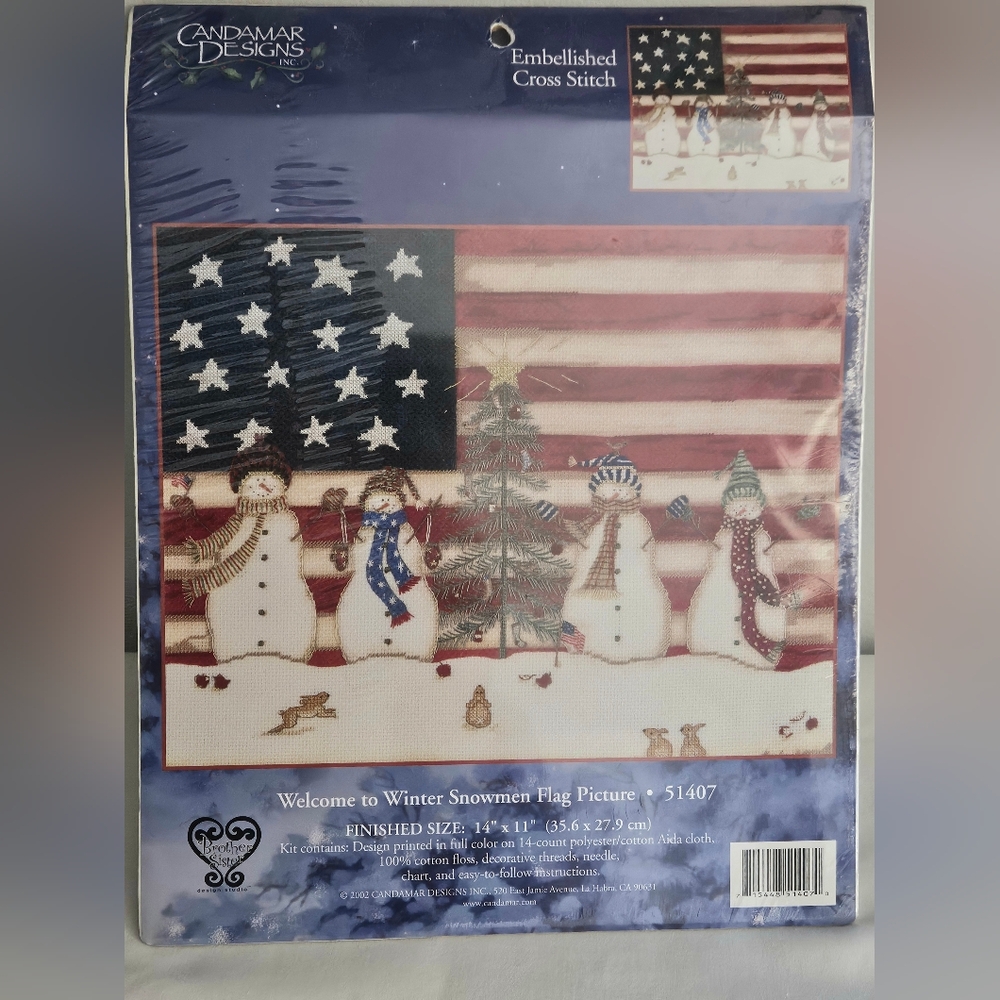 Candamar Designs Embellished Cross Stitch Kit, Welcome to Winter Snowman Kit